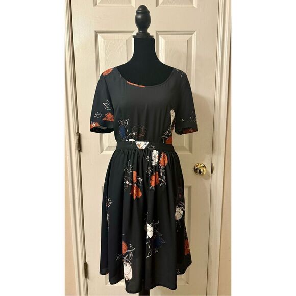 Modcloth What’s The Scoop A-Line Navy Blue Floral Dress With Side Pockets Size S - Picture 1 of 9